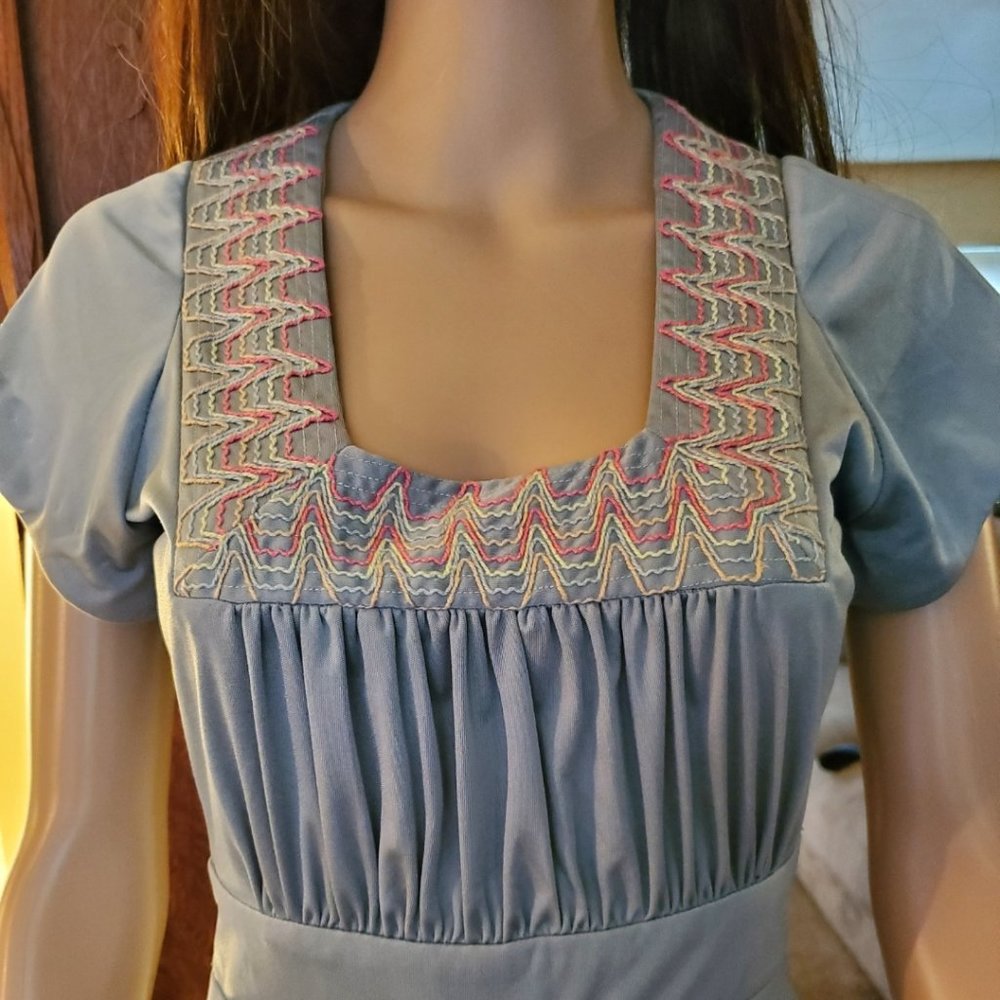 Vintage 70s Bluish Gray Maxi Dress